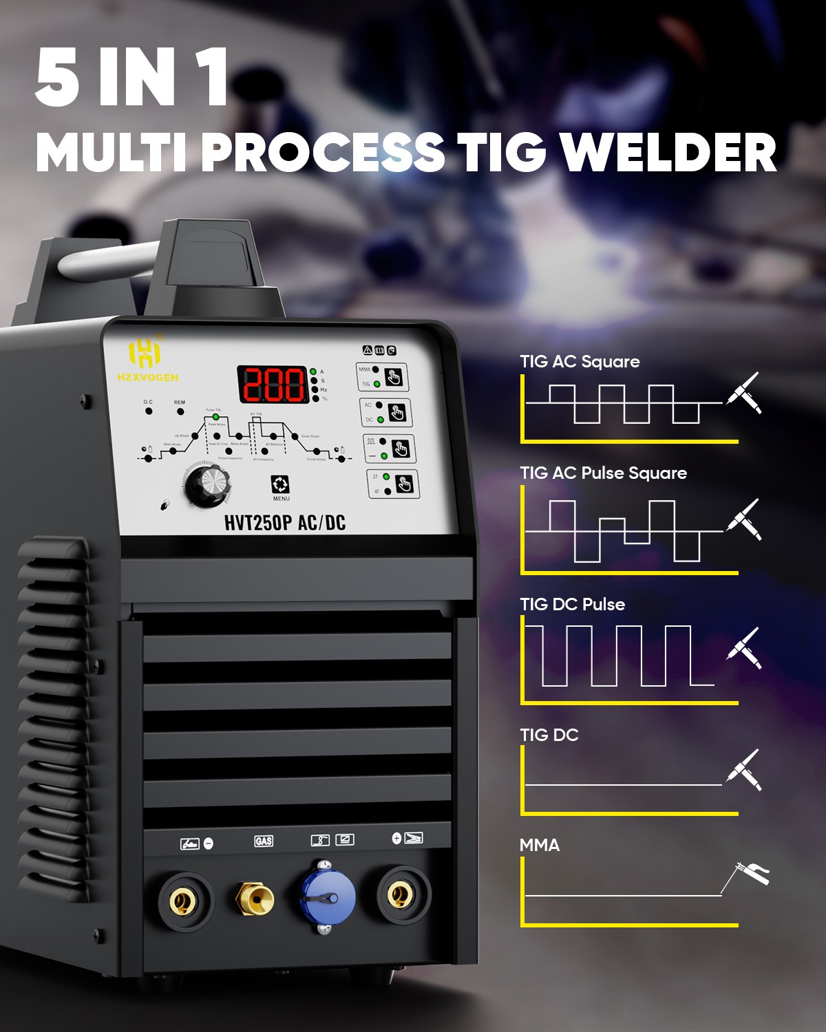Aluminium AC/DC 200 Amp Digital 110V/230V Pulse Inverter 6 IN 1 STICK TIG Welder