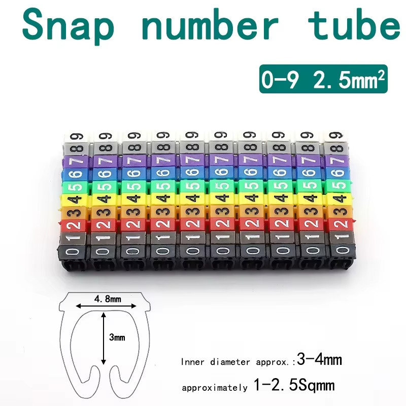150/100Pcs Cable Markers Colourful C-Type Marker Number Tag Label for 2-3Mm Wire