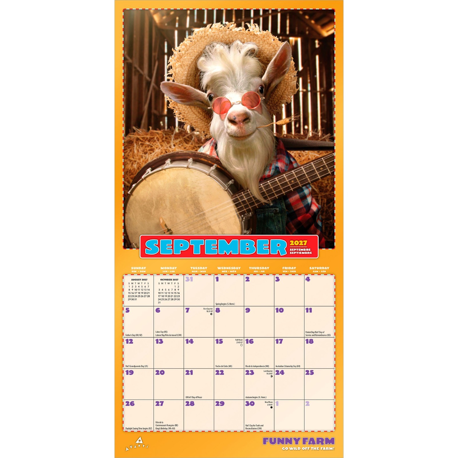 Avanti Funny Farm OFFICIAL | 2027 7×14″ (Hanging) Monthly Mini Wall Calendar