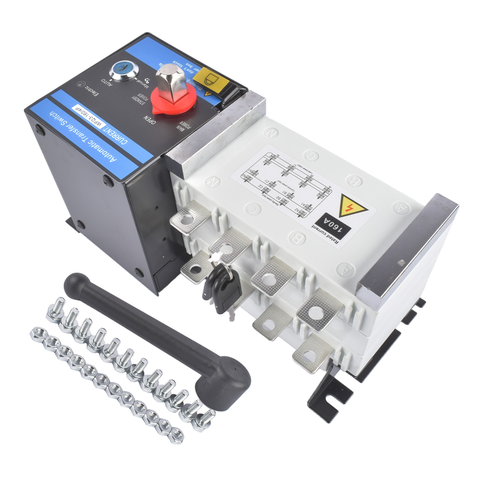 Replacement Industrial Automatic TransferSwitch 4P 160A 110V or 220V Auto/Manual