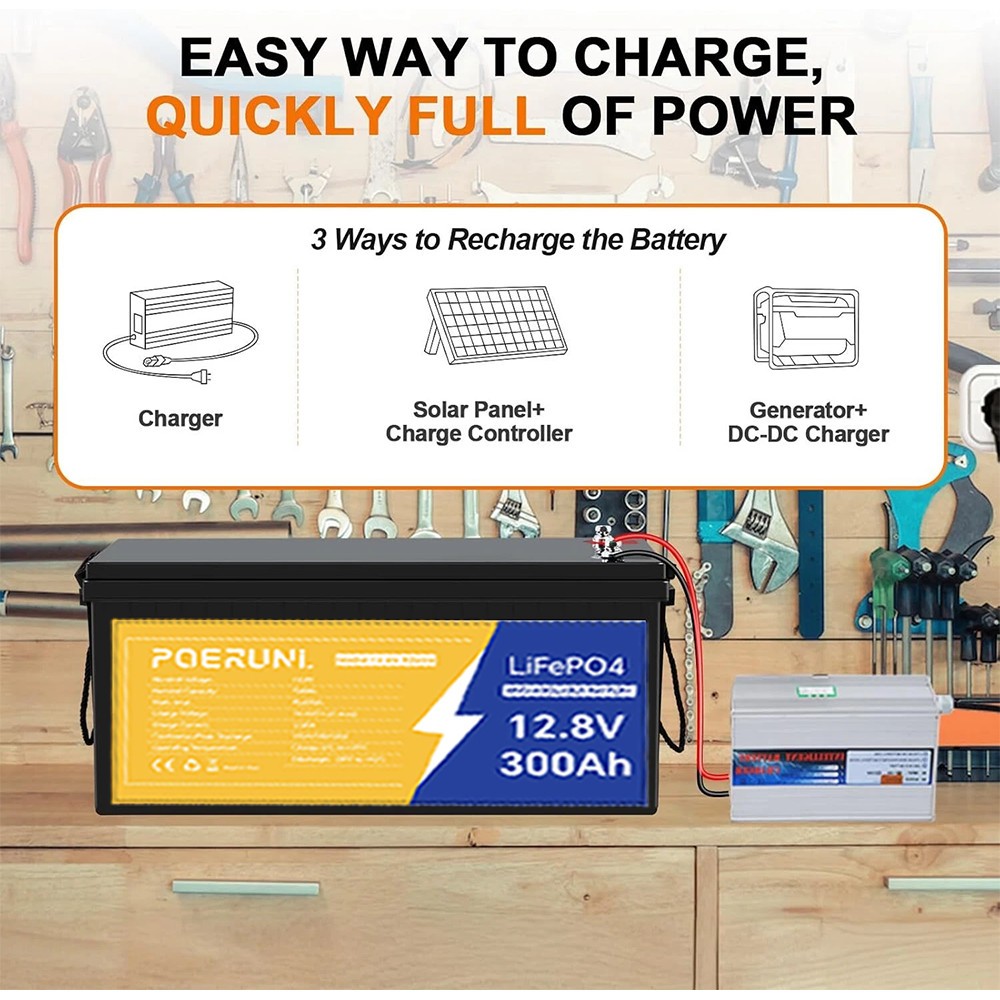 12V 300Ah LiFePO4 Lithium Battery With 300A BMS For RV, Solar, Marine,Off-grid