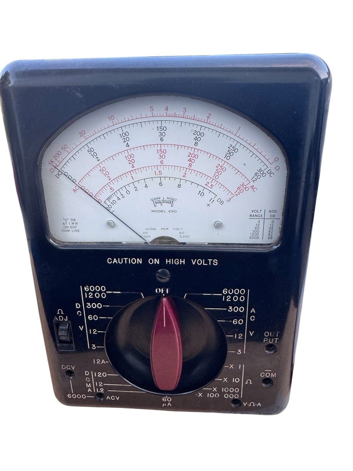 Triplett 630 Type 2 Analog Multimeter Volt Ohm Meter Untested
