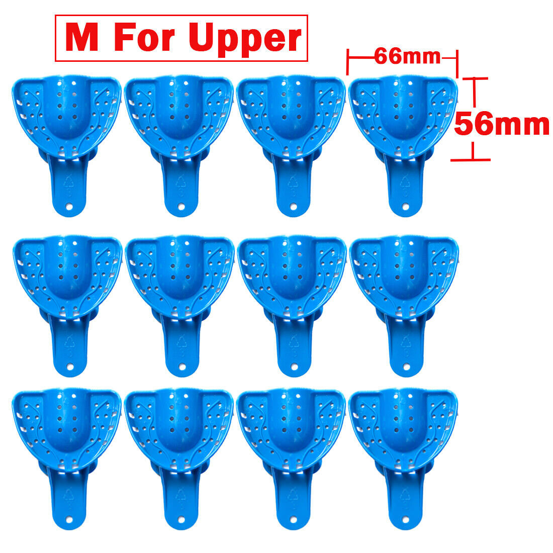 12 Pcs Dental Impression Trays Perforated Plastic Autoclavable Trays EASYINSMILE