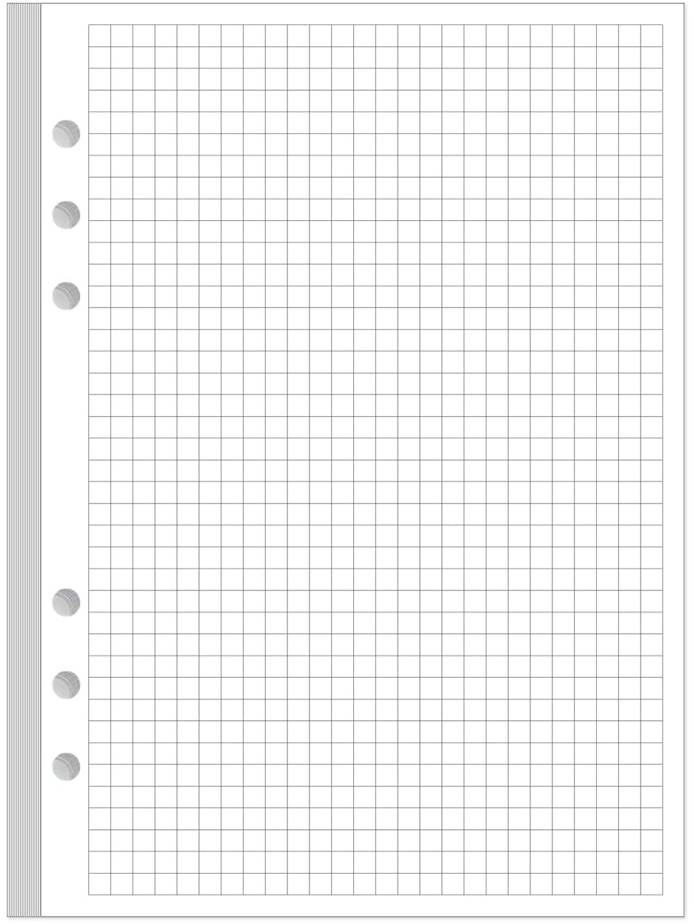 A5 Grid Refill Paper, 6-Hole Graph 5.8″ x 8.3″, Blue,Clear,White