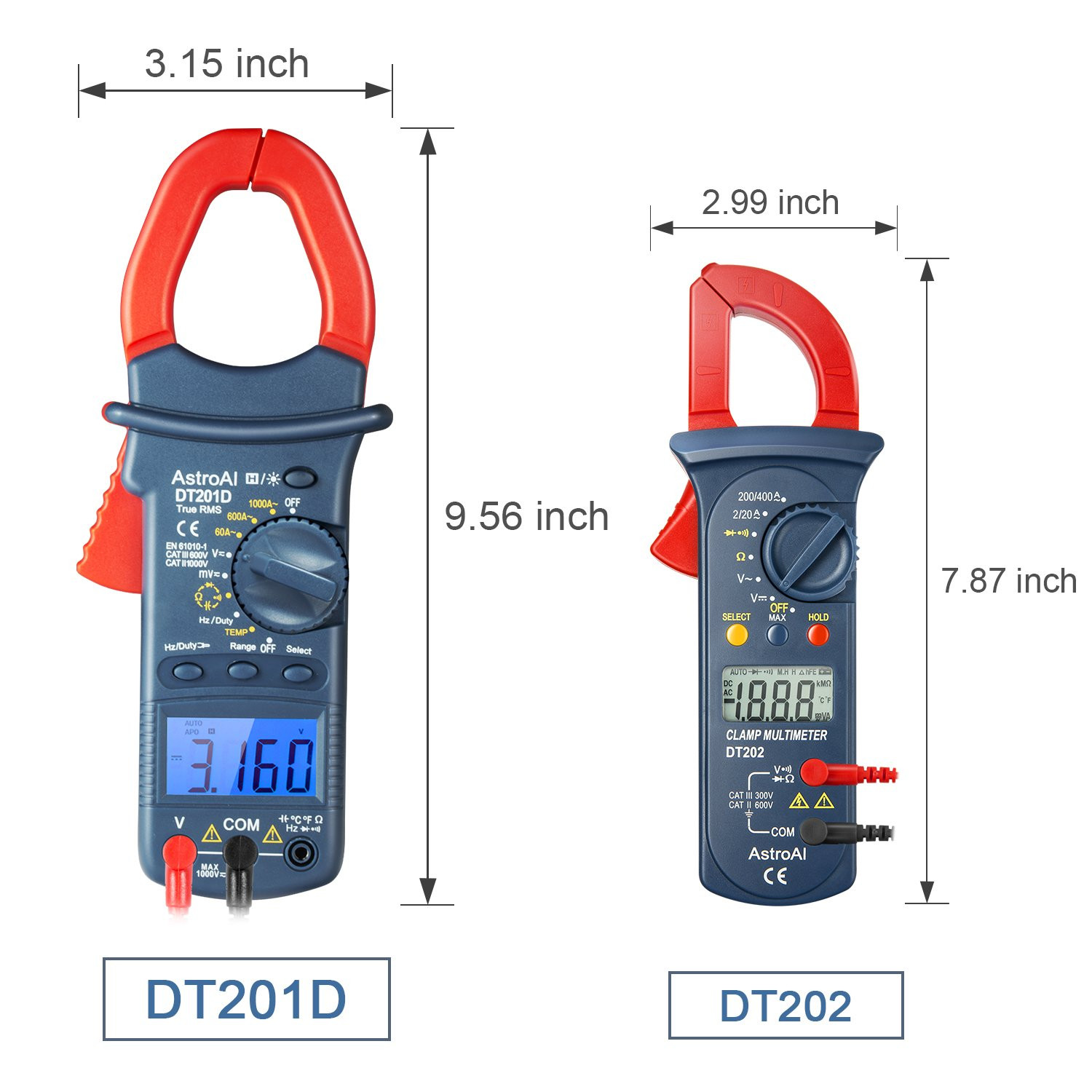 AstroAI 2000 Counts Electric Circuit Testing Clamp Meter Digital Multimeter