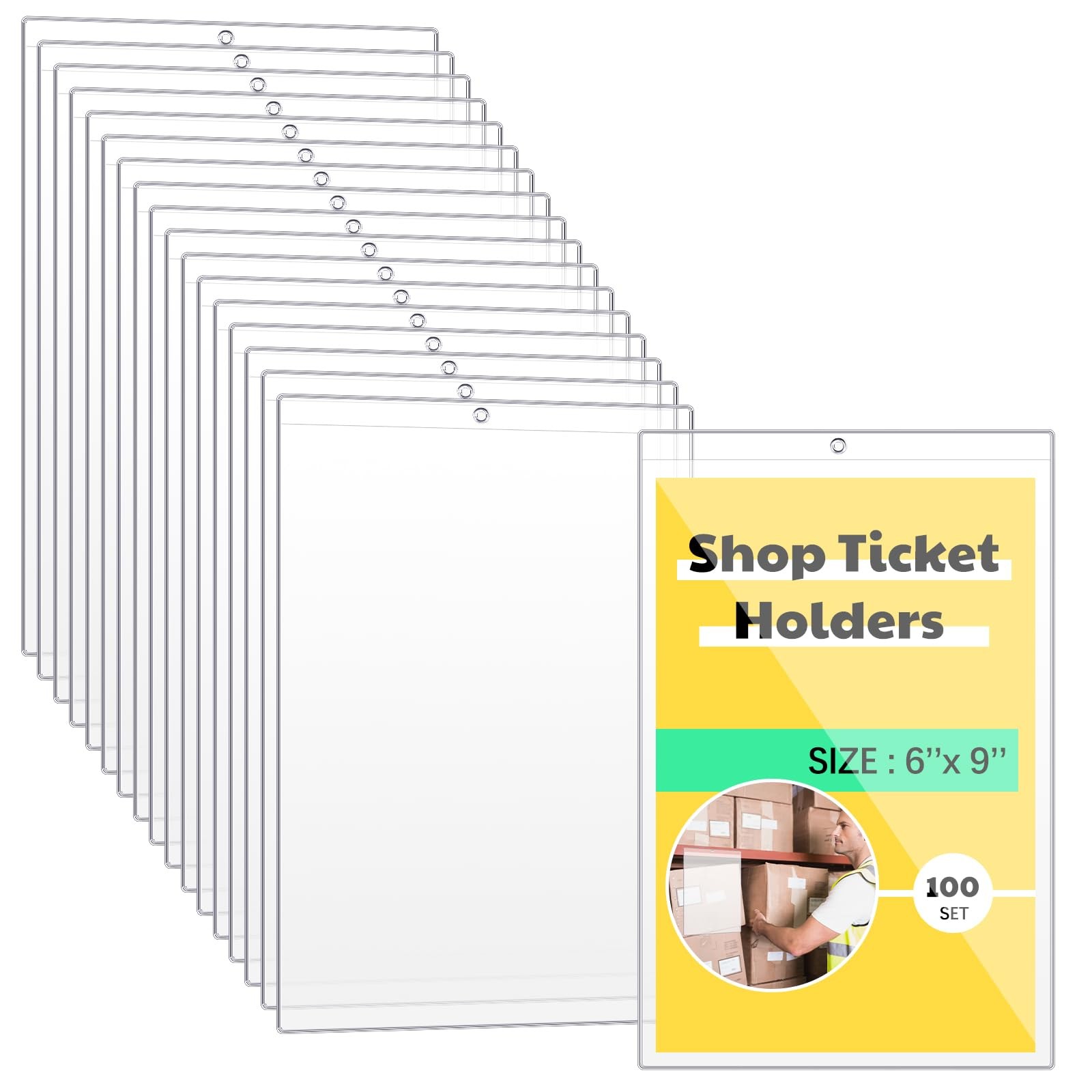Jetec Job Ticket Holders 6 x 9 Inches Shop 6 x 9 Inches, Clear
