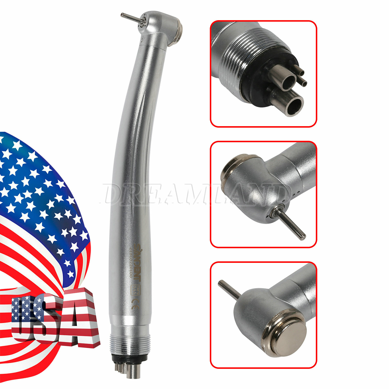 LED/NO LED High Speed Handpiece Air Turbine 4 Hole Push Button /Wrench OR Dental