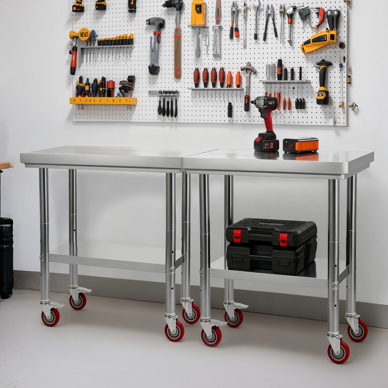 VEVOR Stainless Steel Table 24 x 30 in Commercial Kitchen Prep Table with Wheels