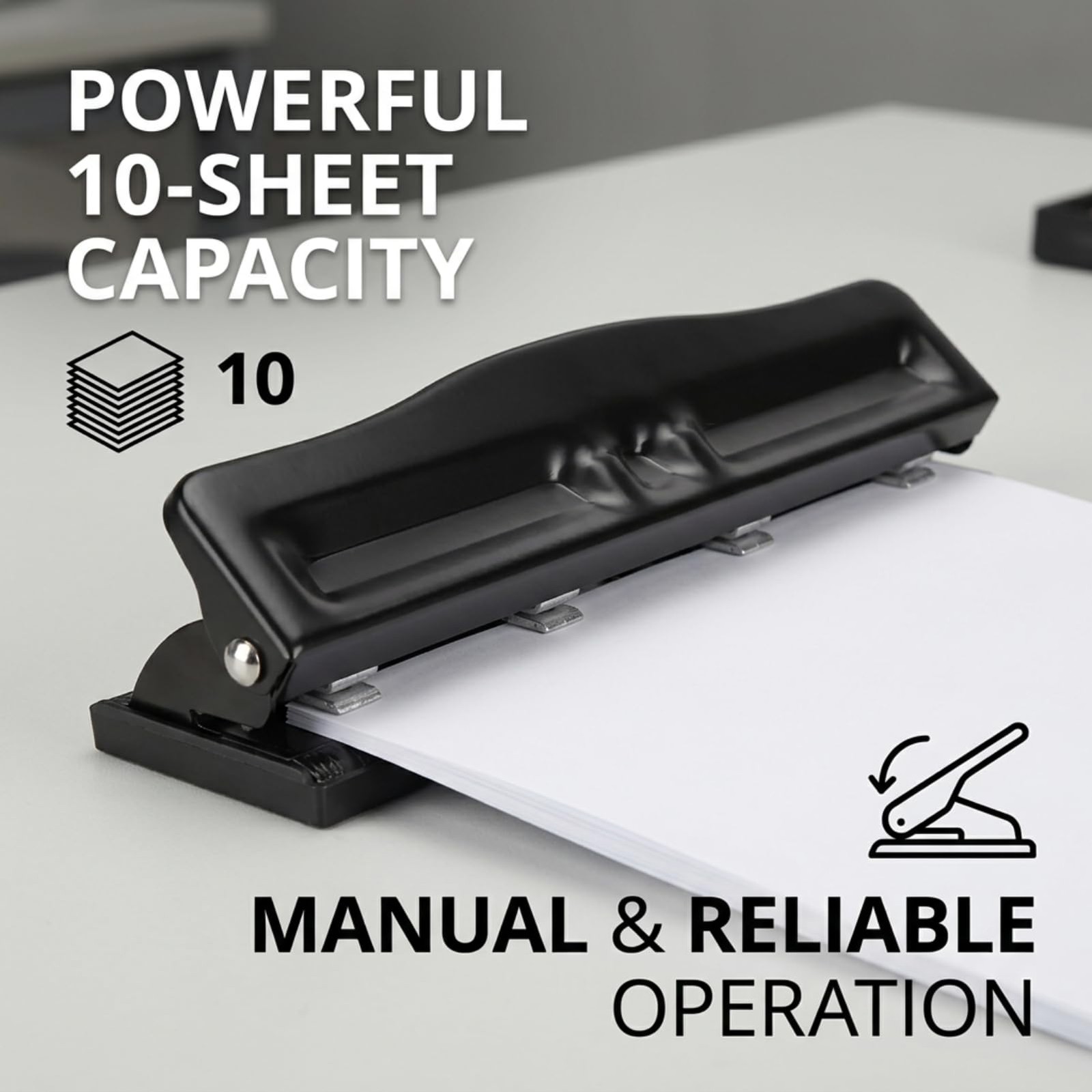 Paper Hole Punch 4 Hole Adjustable Manual 10 Sheets 11.4×2.6×2.2in Portable
