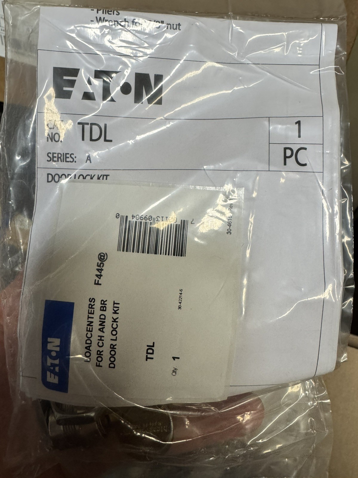 Eaton TDL Door Lock, for BR/CH Series, Load Centers