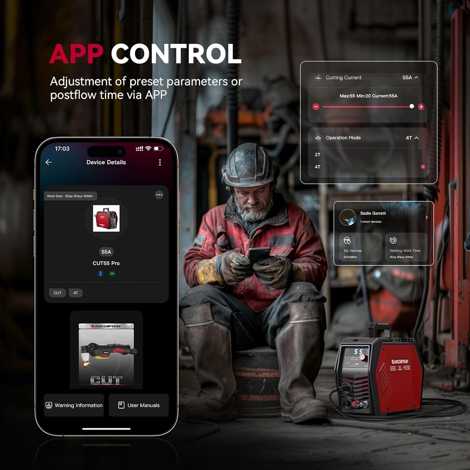 iControl Cut55 Pro Plasma Cutter APP Control 55Amp Non-Touch Pilot Arc 120V/240V