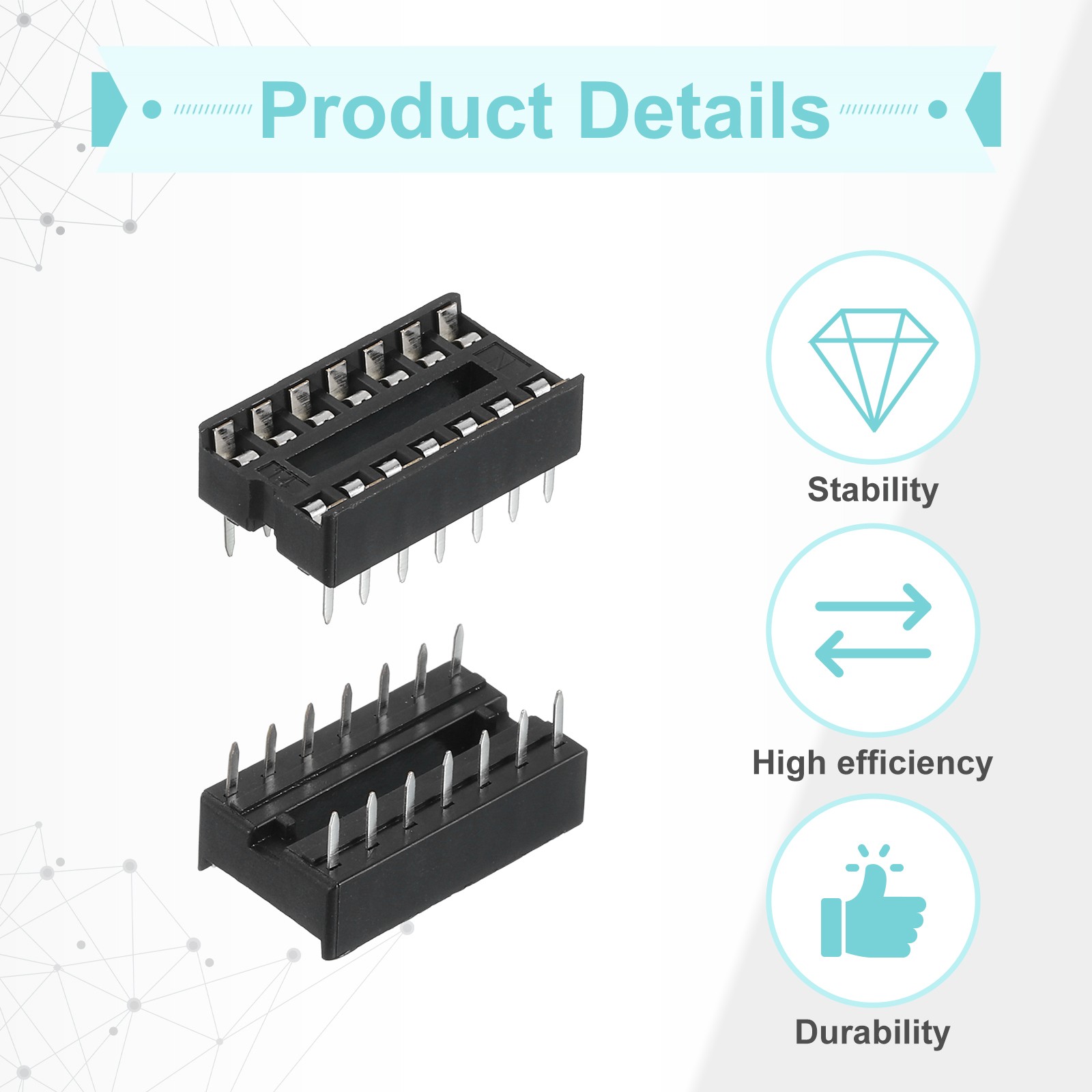 34Pcs DIP IC Chip Socket Adapter Narrow 14 Pin 2.54mm/0.1 inch Pitch