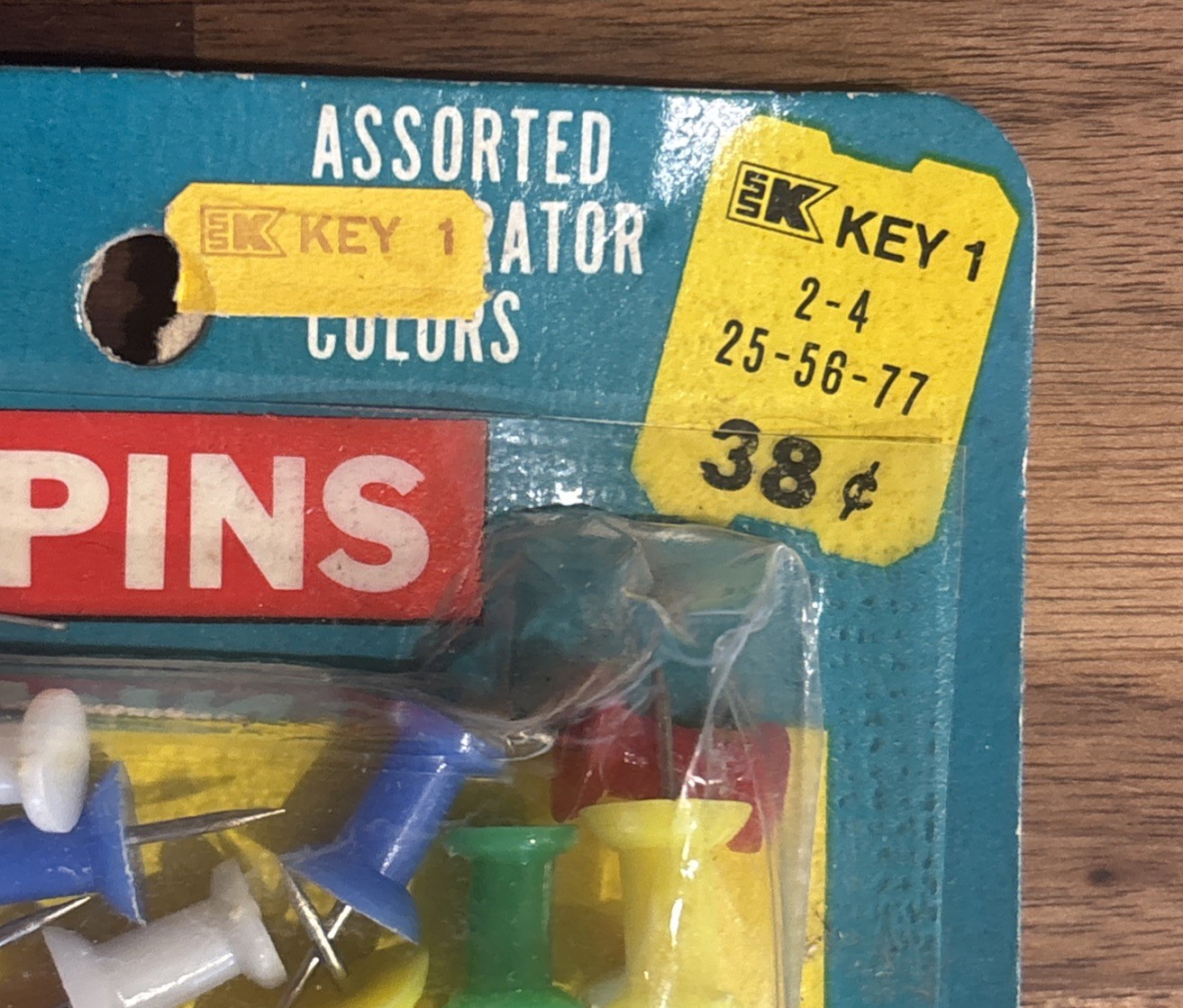 Vintage Kmart Push Pins 60 Ct (2×30) Hong Kong NOS 1970s Office Supply Sealed