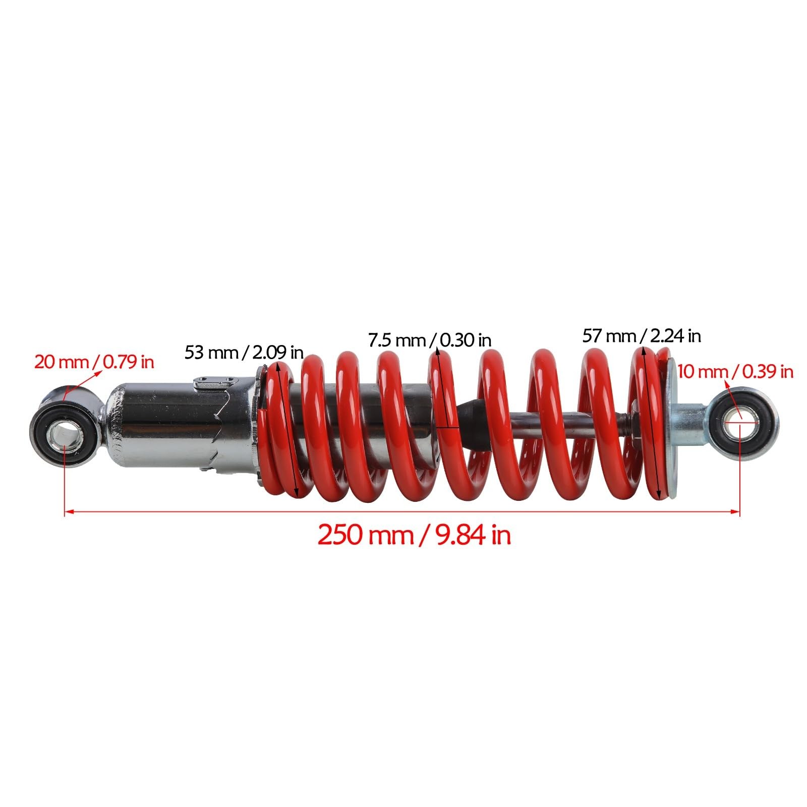 250mm 9.8″ Rear Shock 700LBS ATV Go Kart Quad Dune Buggy Offroad Dirt Bike Trail