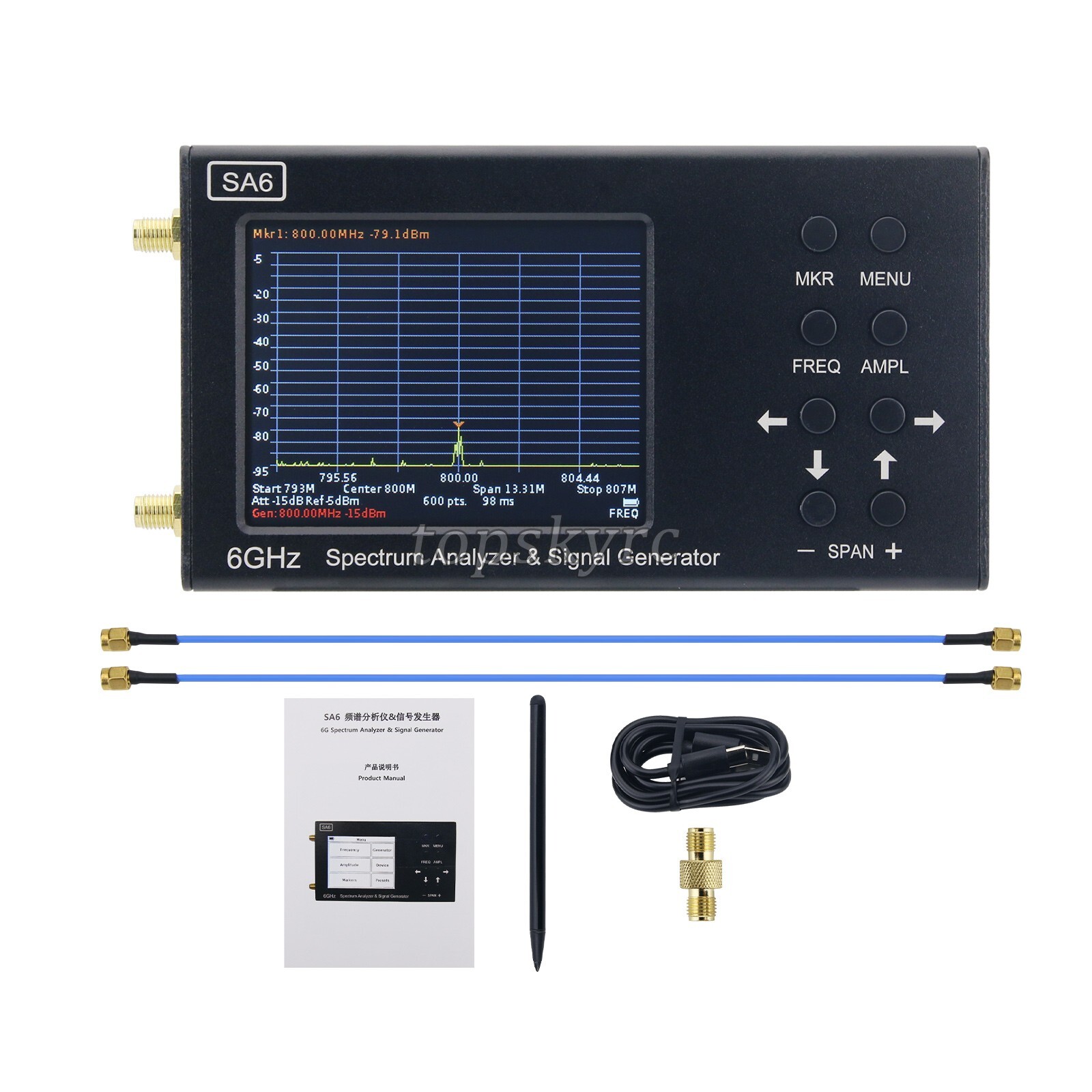 3.2-inch SA6 6GHz Spectrum Analyzer Signal Generator RF Signal Source