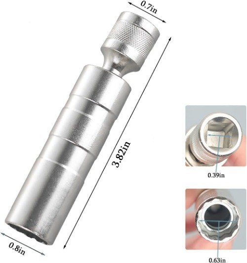 5/8-Inch (16mm) Thin Wall Magnetic Spark Plug Socket, 3/8″ Drive 12-Point with 3