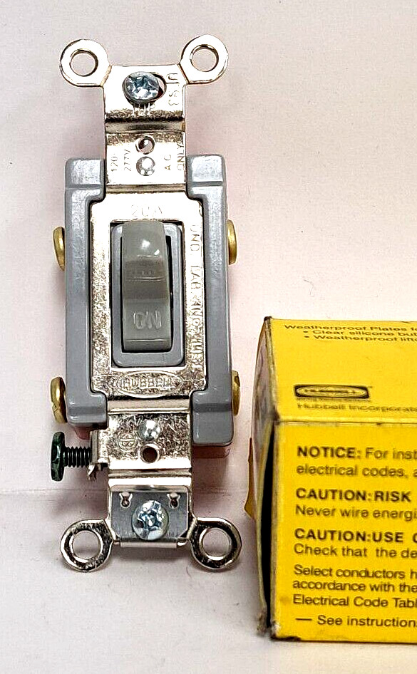 HUBBELL TOGGLE SWITCH 20A 120/277V BACK AND SIDE WIRED HBL1222GY