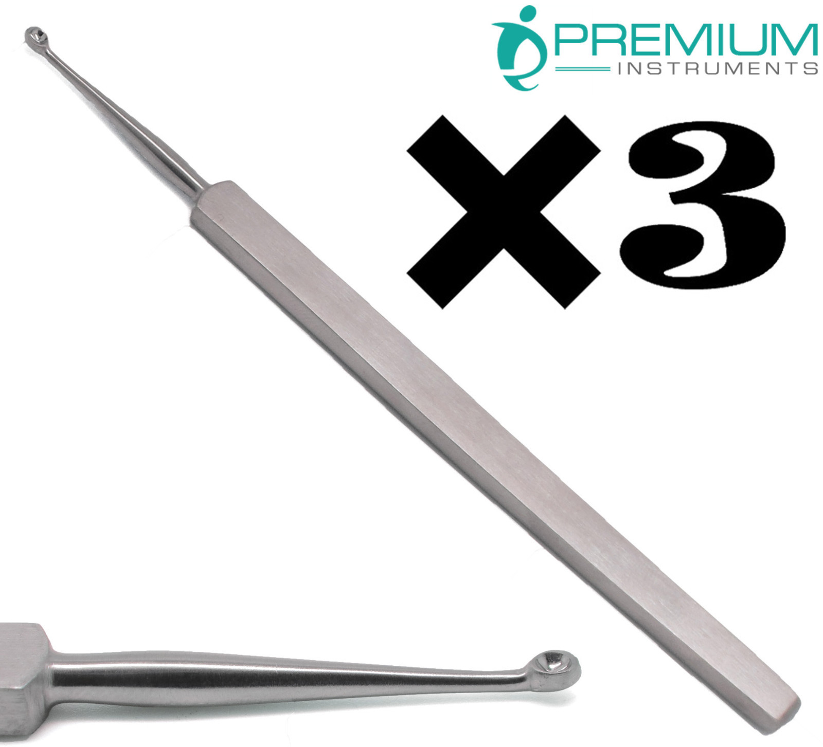 3× Meyhoefer Chalazion Ear Curettes # 3 Cupped 2.5mm Surgical ENT Instruments