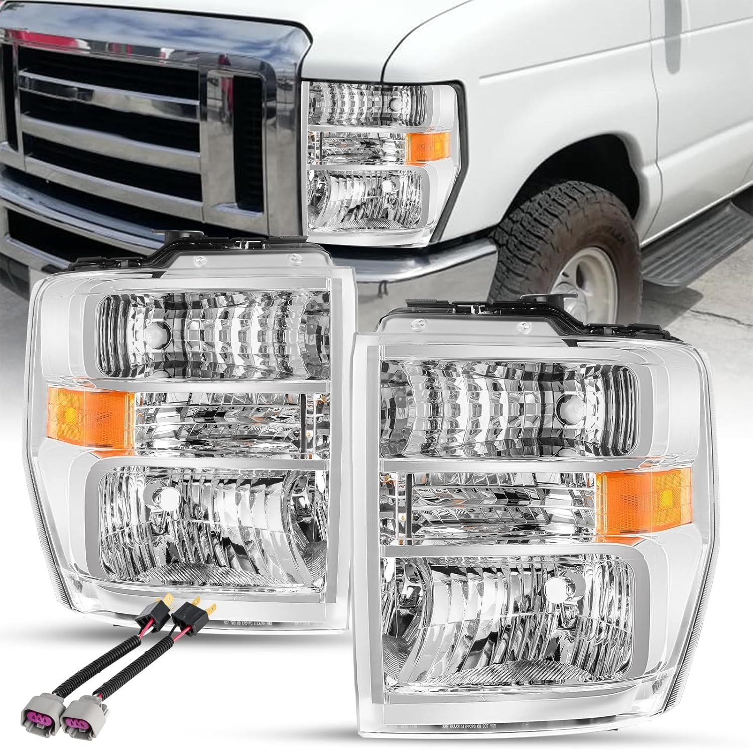 Headlight Assembly for 2008-2014 Ford E150 E250 08-21 E350 E450