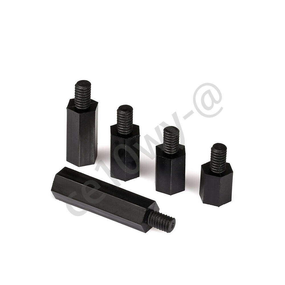 M3 / 3mm Black Nylon Male-Female Screws Hex Spacer Standoff Pillar
