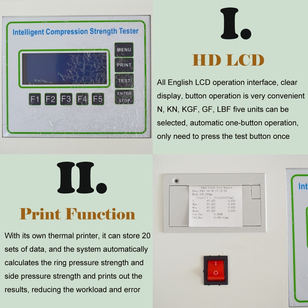 110V 200W Edge Crush Ring Crush Tester Paper Breaking Strength Testing Machine