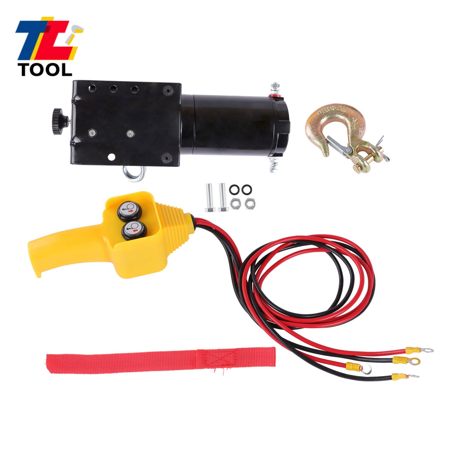 3000 LBS 32 FT Steel Cable Winch 153:1 Gear Ratio 12VDC/1.3HP Electric Winch