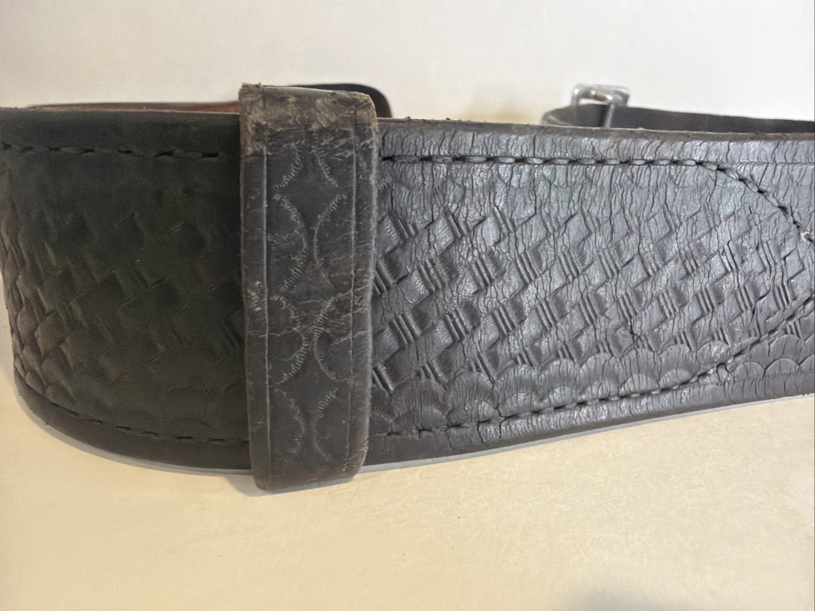 Tex Shoemaker & Sons Basketweave Leather Duty Belt 40” Holster Gun Belt + Buckle