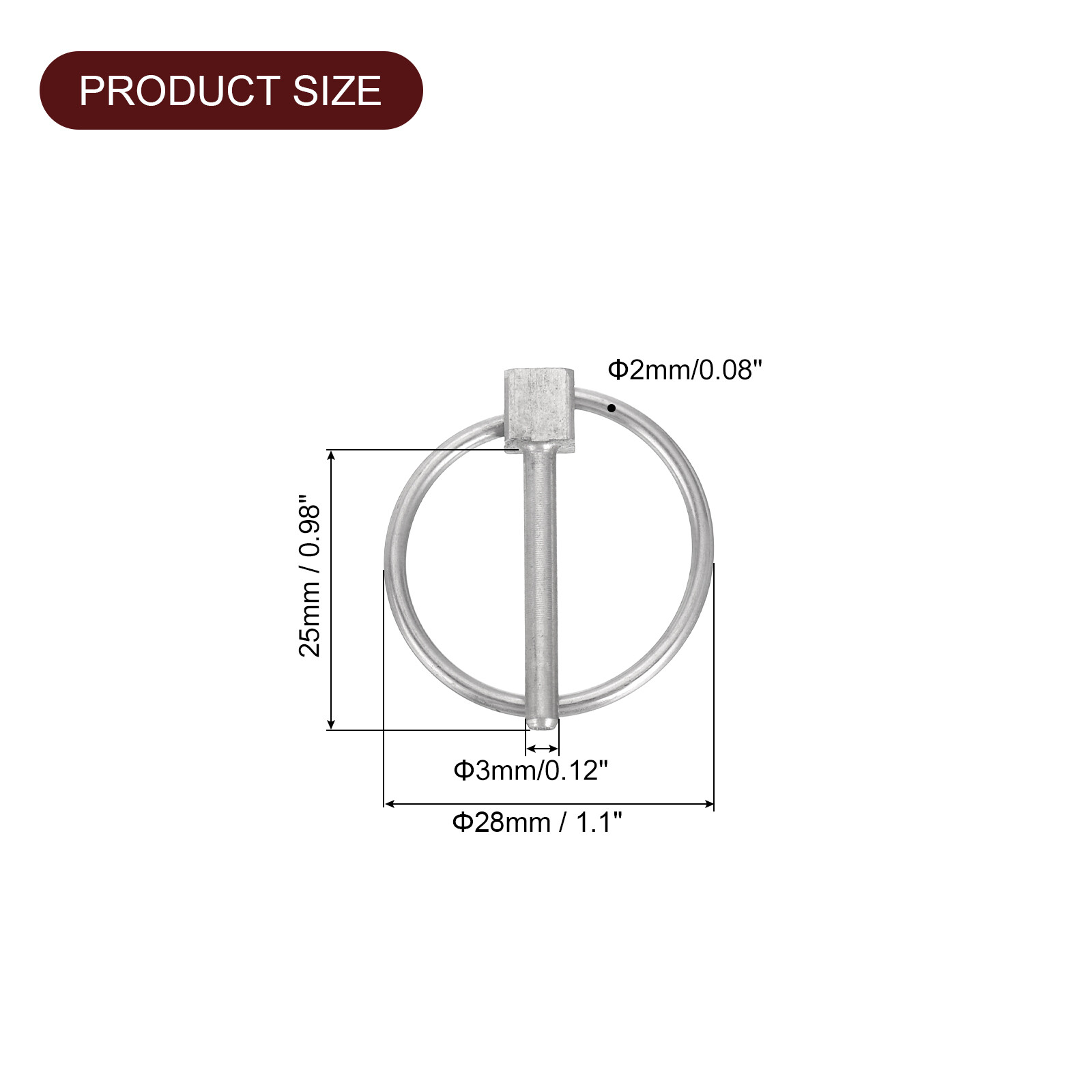 4Pcs 1/8″ x 1″ Linch Pin with Ring, Stainless Steel Round Linch Pins, Silver