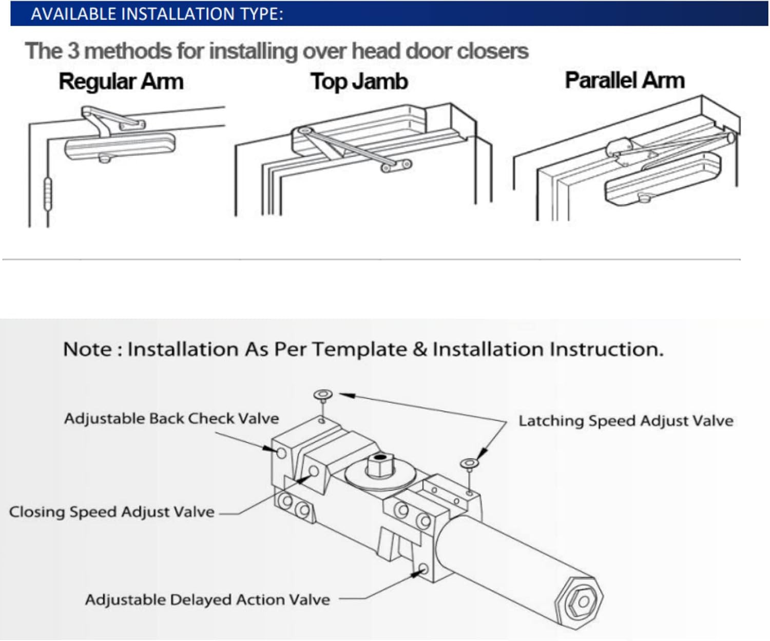 4041 Heavy Duty Automatic Door Closer – Adjustable for Doors (40-330Lbs)