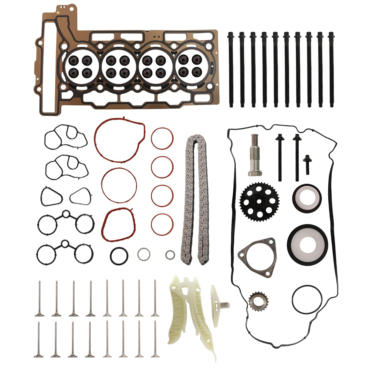 Head Gasket Set Timing Chain Kit for Mini Cooper R55 R56 1.6L 2007-2012 72Pcs Ki