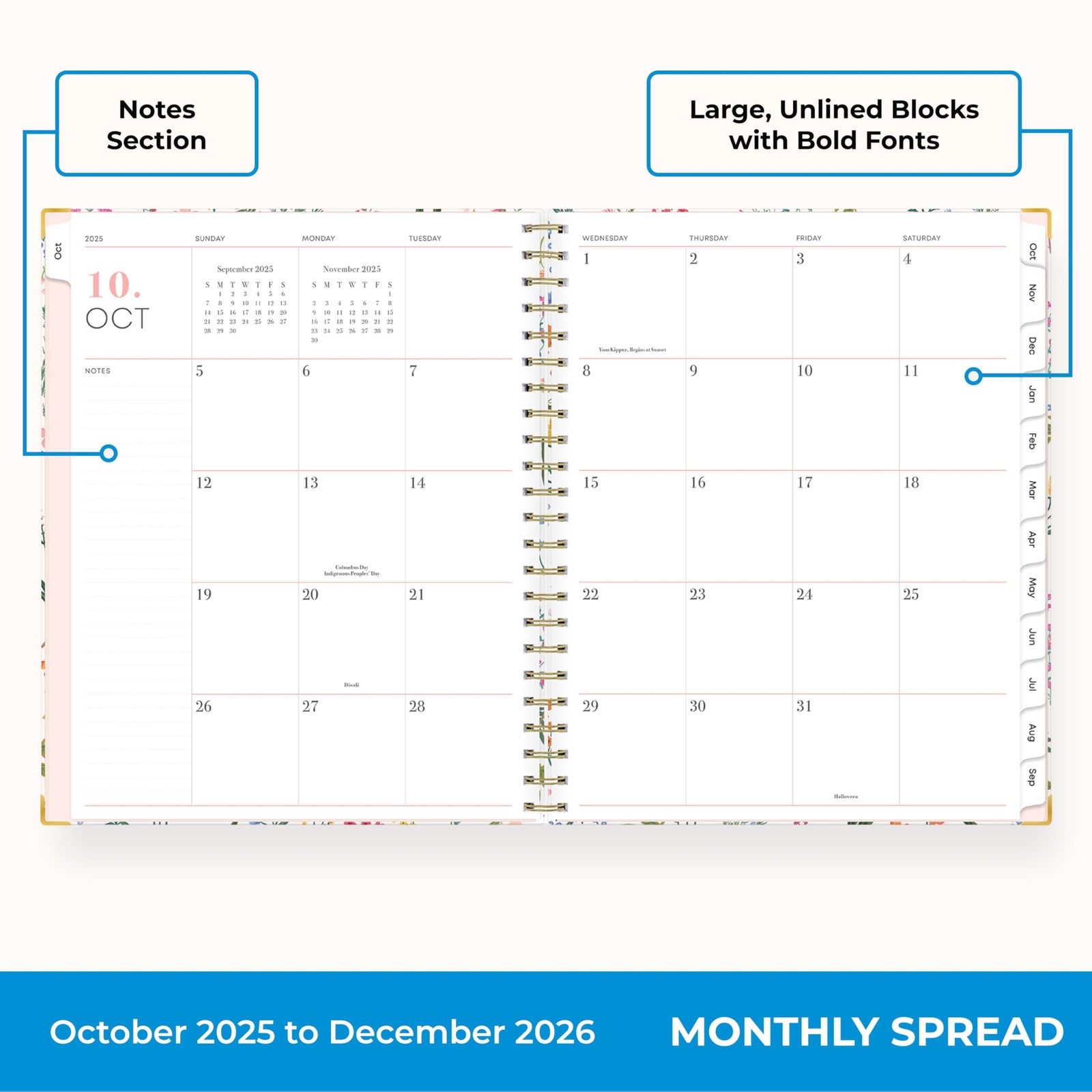 15 Month 2026 Weekly and Monthly Planner Calendar, October 2025 – December 20…