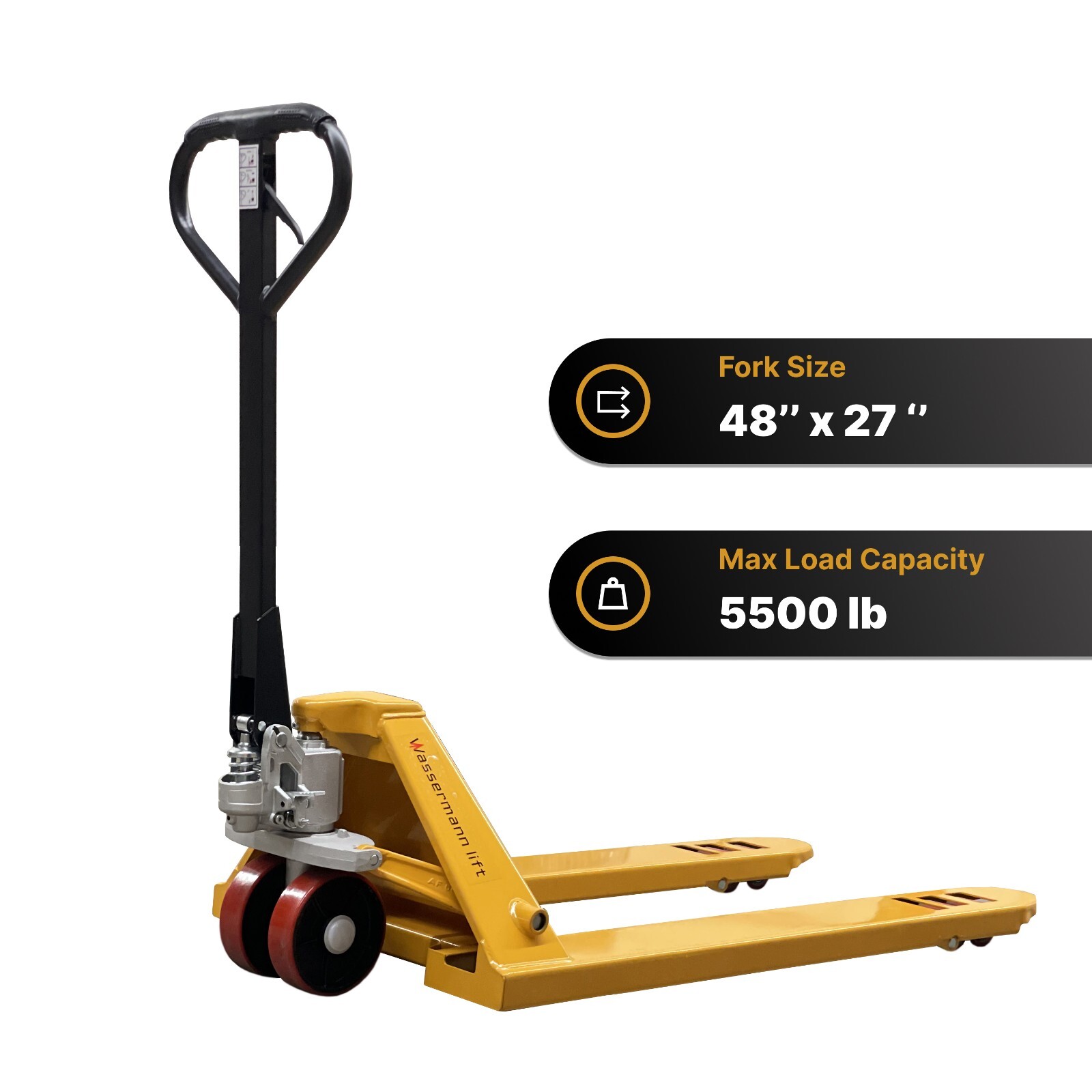 WASSERMANN LIFT Manual Pallet Jack 48″X 27″ Fork 5500 LB Hand Pallet Truck