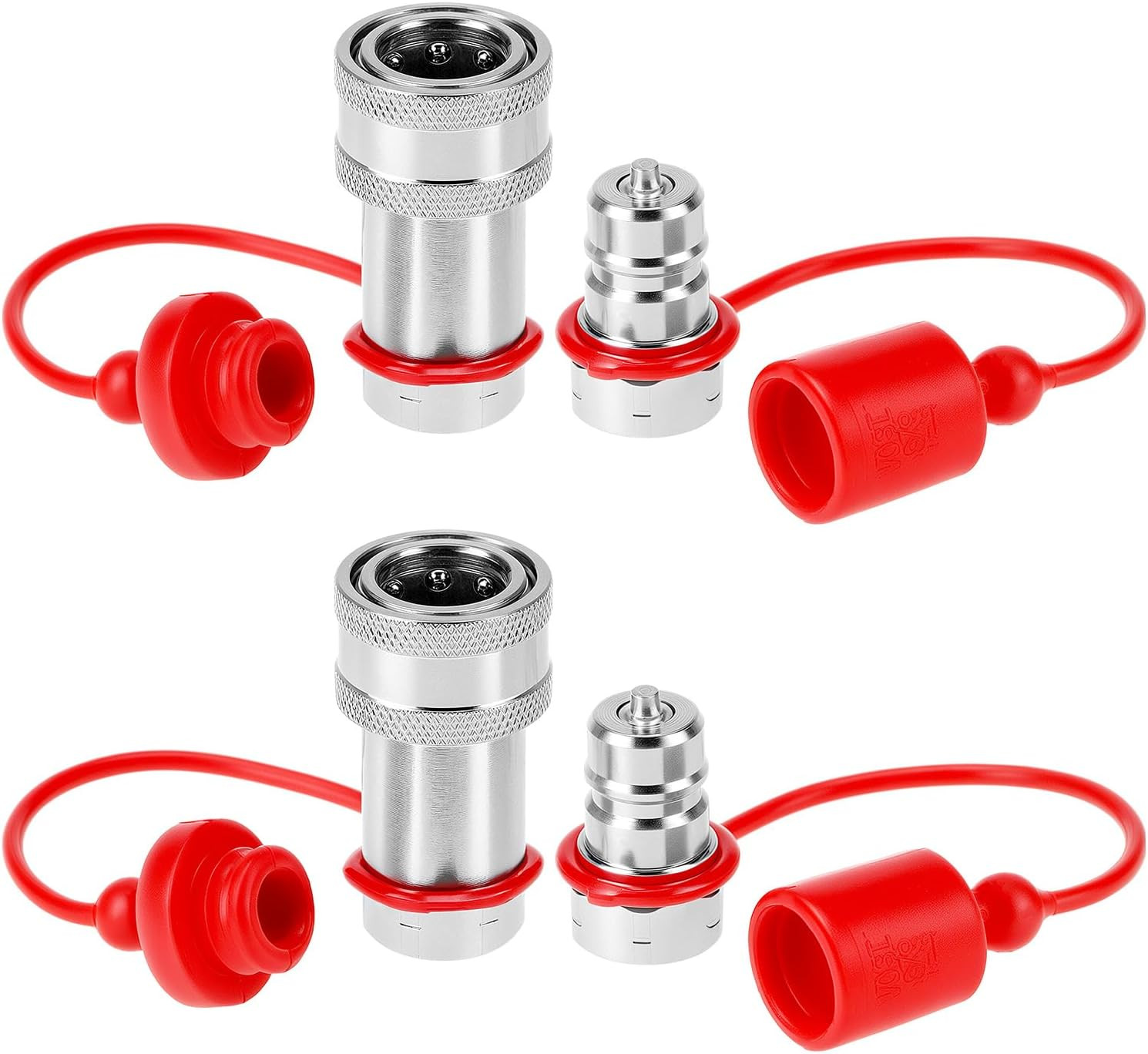 2 Pack 3/8” NPT Hydraulic Quick Connect Couplers 4000 PSI 3/8 Body Steel Set ISO