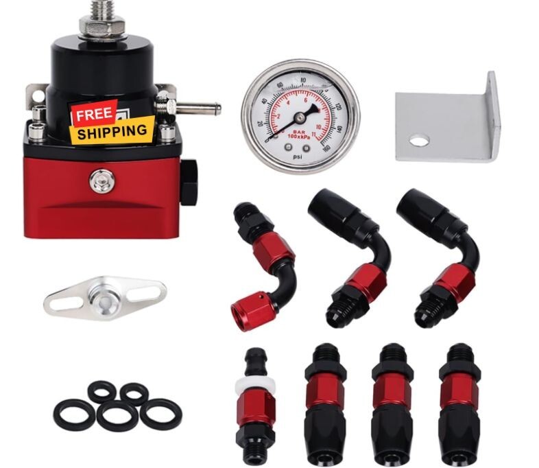 Kit regulador de presión de combustible ajustable 20-80psi con manómetro 6AN, re