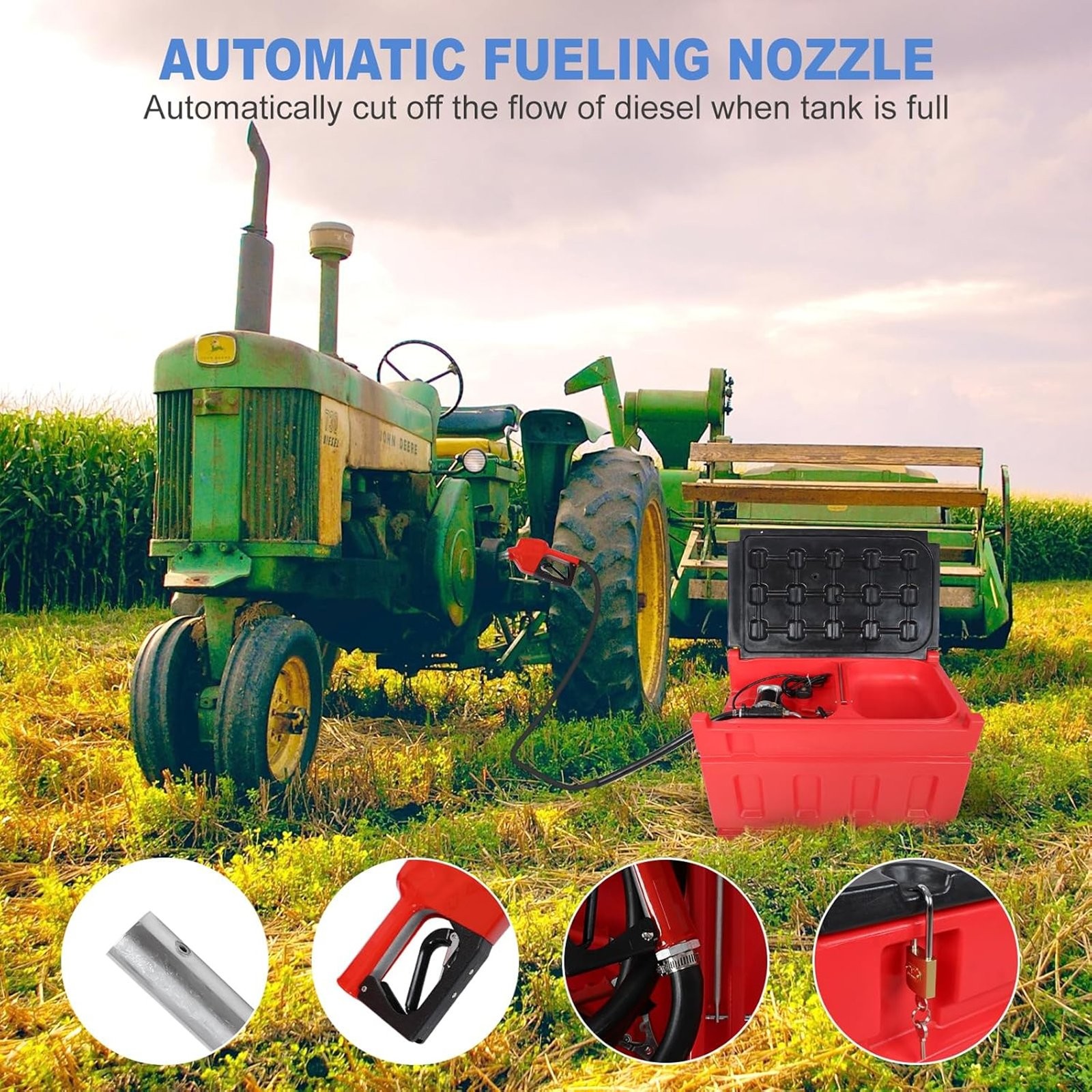 Portable 48 Gallon Gasoline Tank 15 GPM/57 LPM 12V Electric Transfer Pump Red