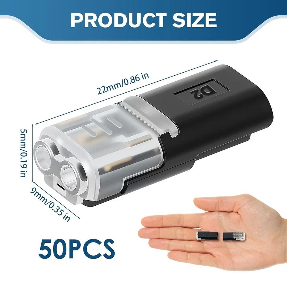 Double-Wire Plug-in Connector,Quick Connect Push-in Lever Wire Connectors(50Pcs)
