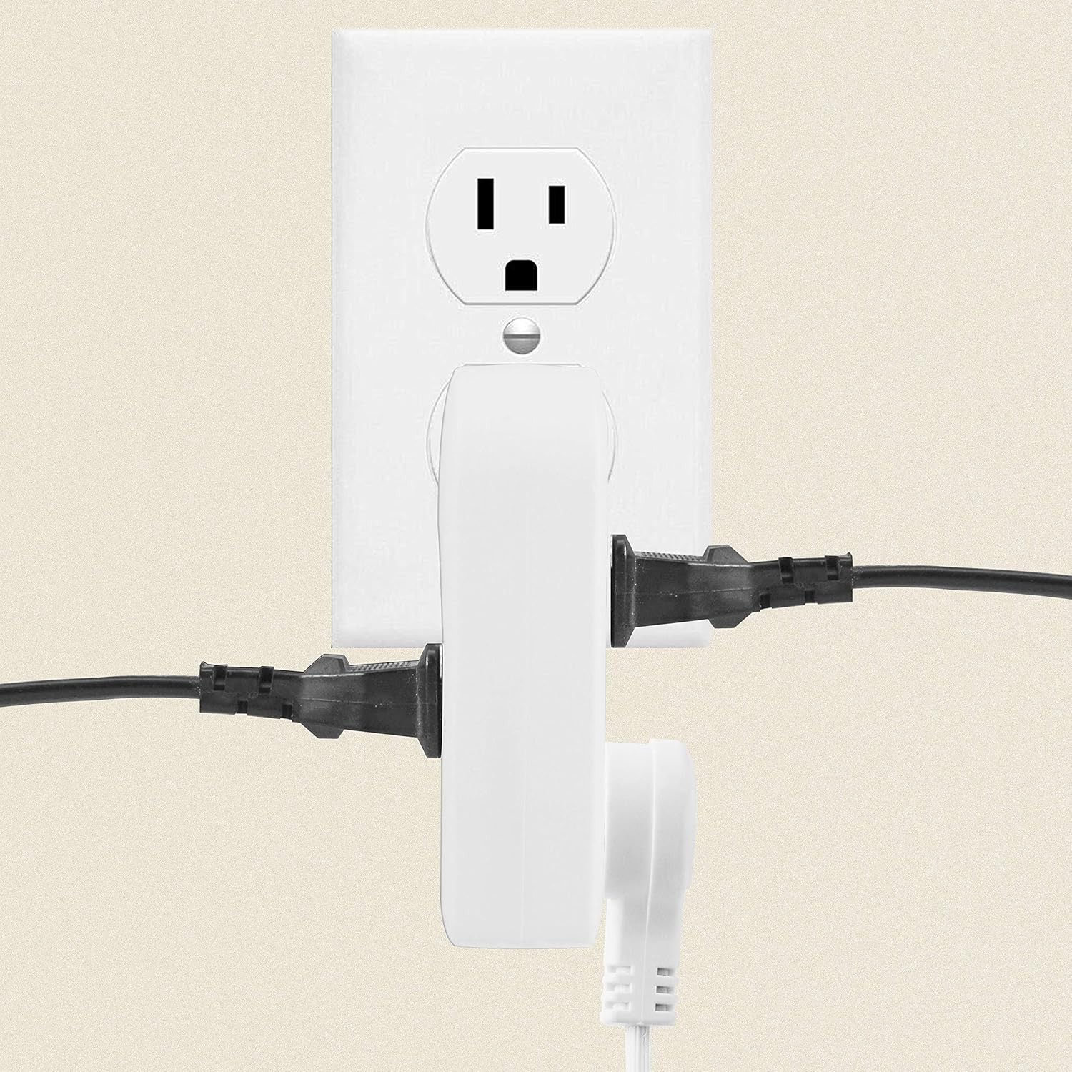 3 Way Outlet Vertical Wall Tap Splitter Adapter with 3 Prong Plug white/1PK