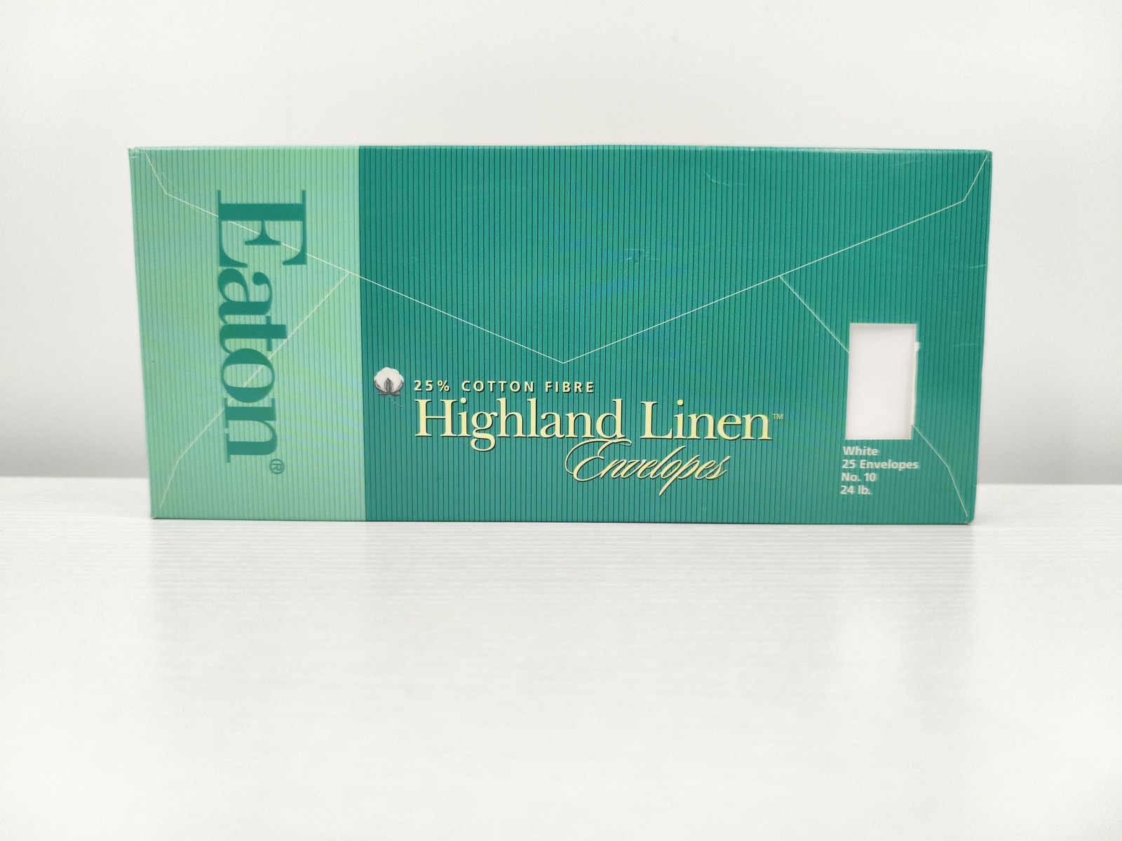 Eaton Highland Linen Envelopes No. 10 White 25 Per Box 25% Cotton Fibre