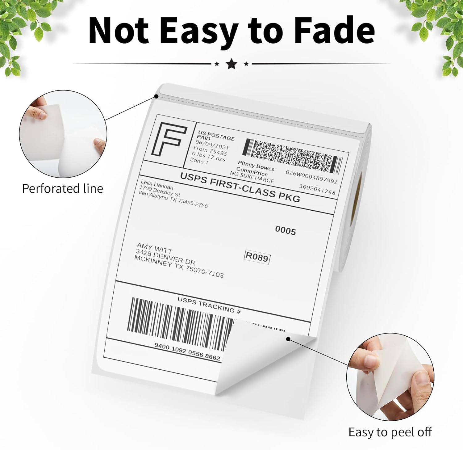 4″ x 6″ Direct Thermal Labels, Perforated, 1″ Core, 250 Labels per Roll