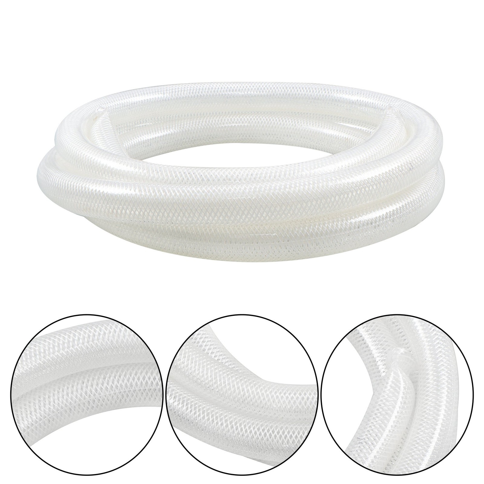 1″ ID x 1 1/4″ OD 10 Ft PVC Tube Braided Reinforced Tubing Flexible Hose Pipe