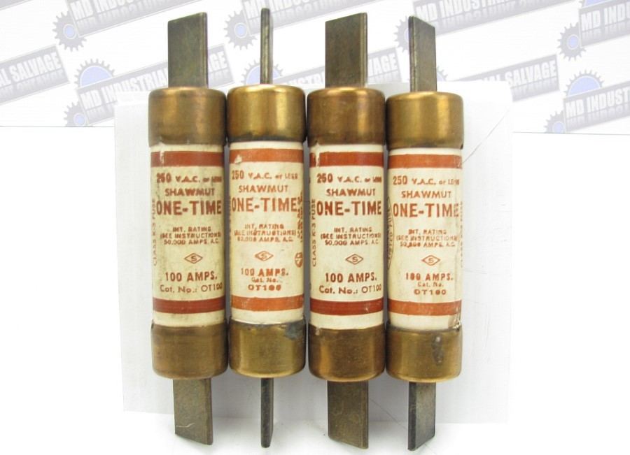 (4 pc) – SHAWMUT – OT100 One-Time 100 AMPS – 250 VAC or less – Class K5 – TESTED