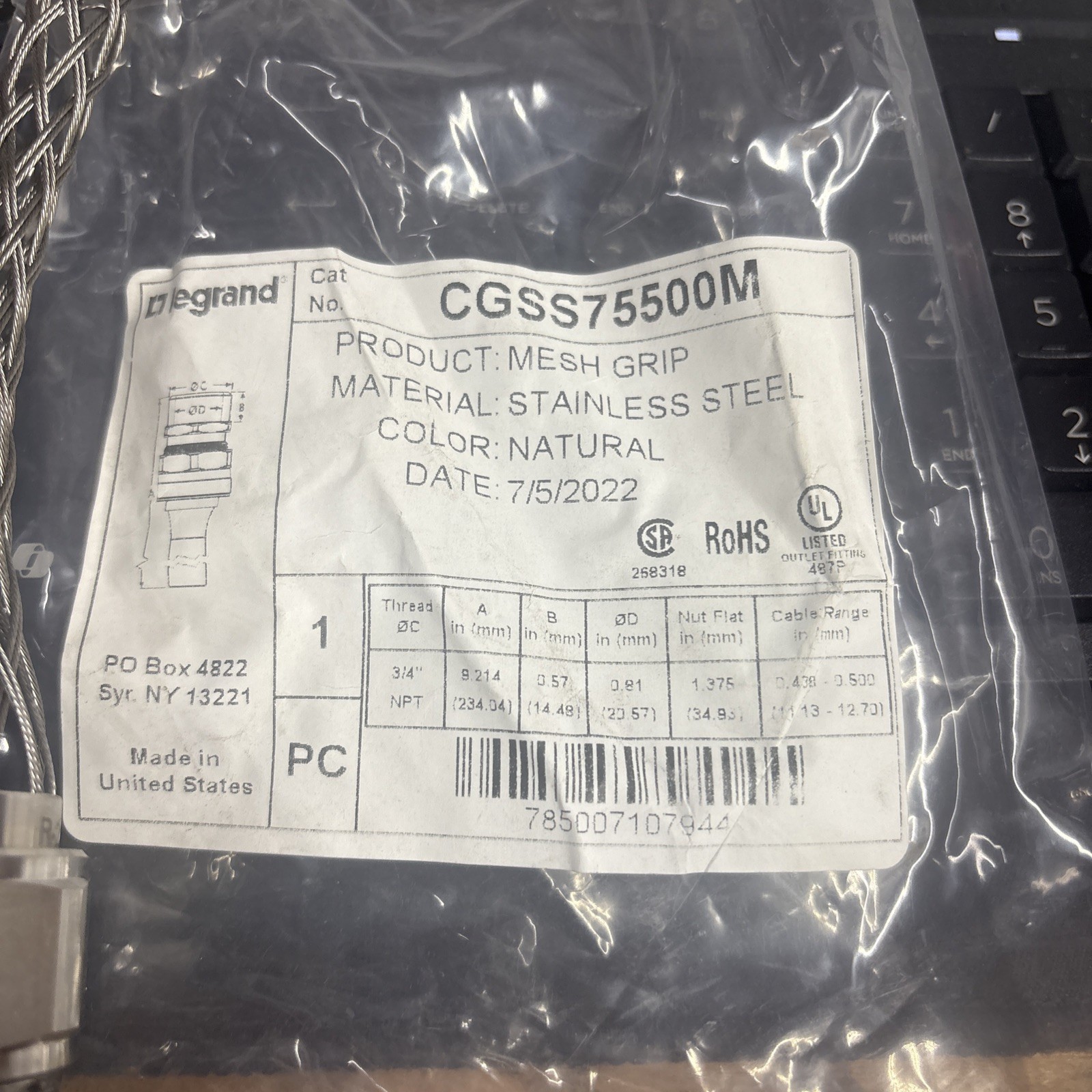 Legrand Cgss75500m Mesh Grip Connector Stainless Steel