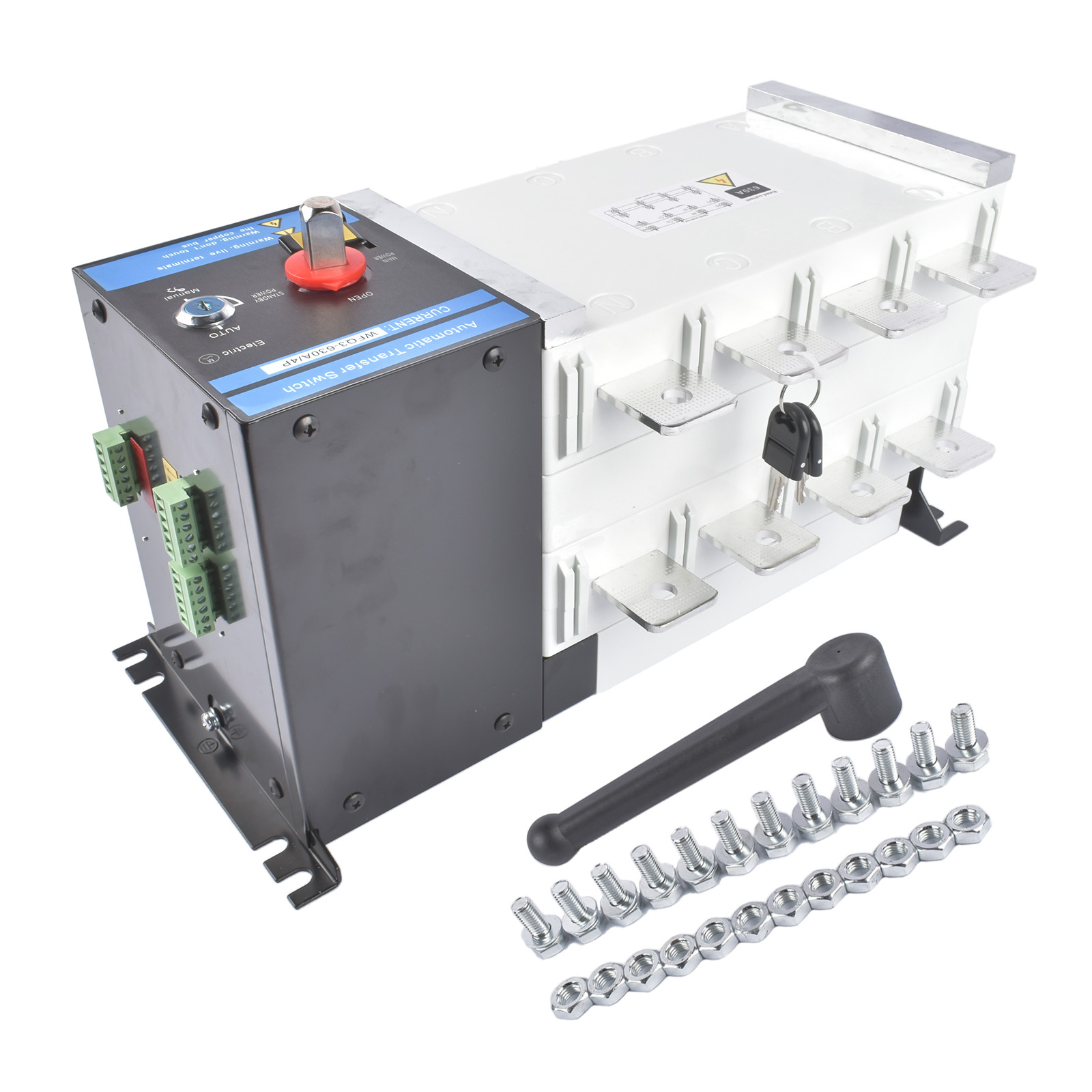Industrial Automatic Transfer Switch 4P 630A 110V or 220V Auto or Manual Mode
