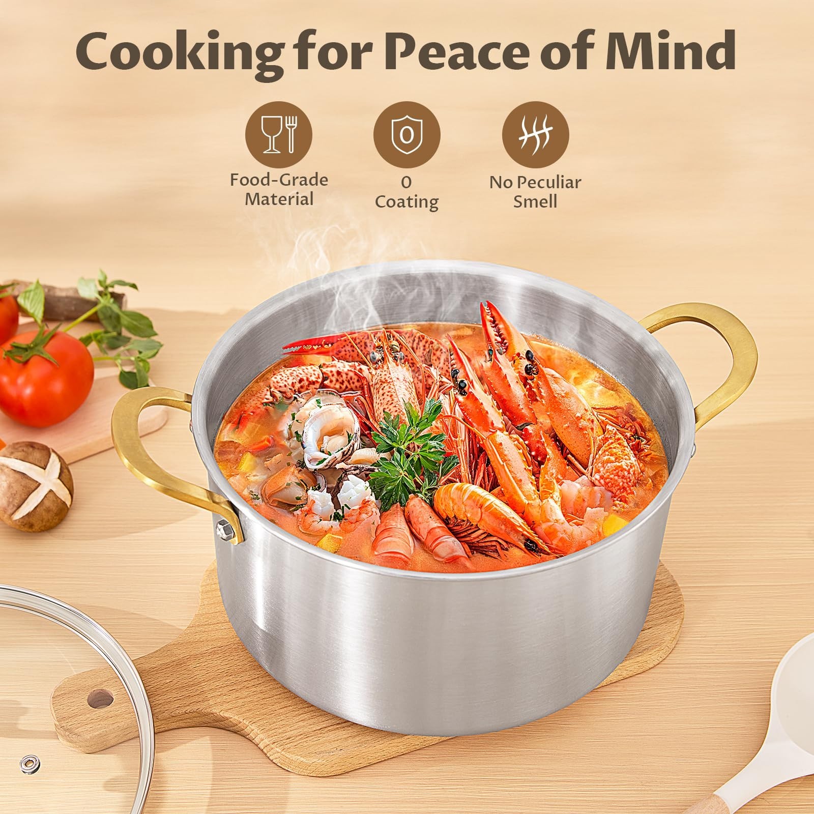 BEZIA 12 QT Stock Pot with Lid, Full Clad Tri-Ply Stainless Steel Soup Pot | …