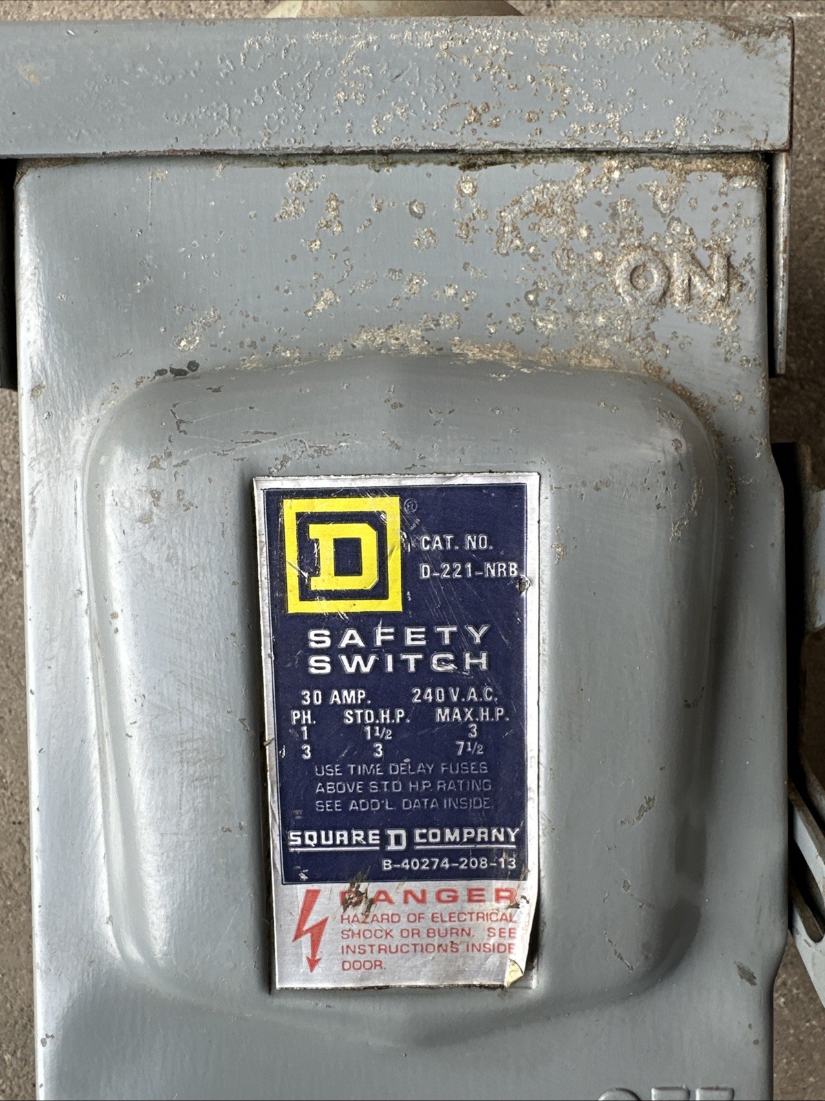 🔴Square D D221NRB General Duty Safety Switch 30A 240V‼️VINTAGE