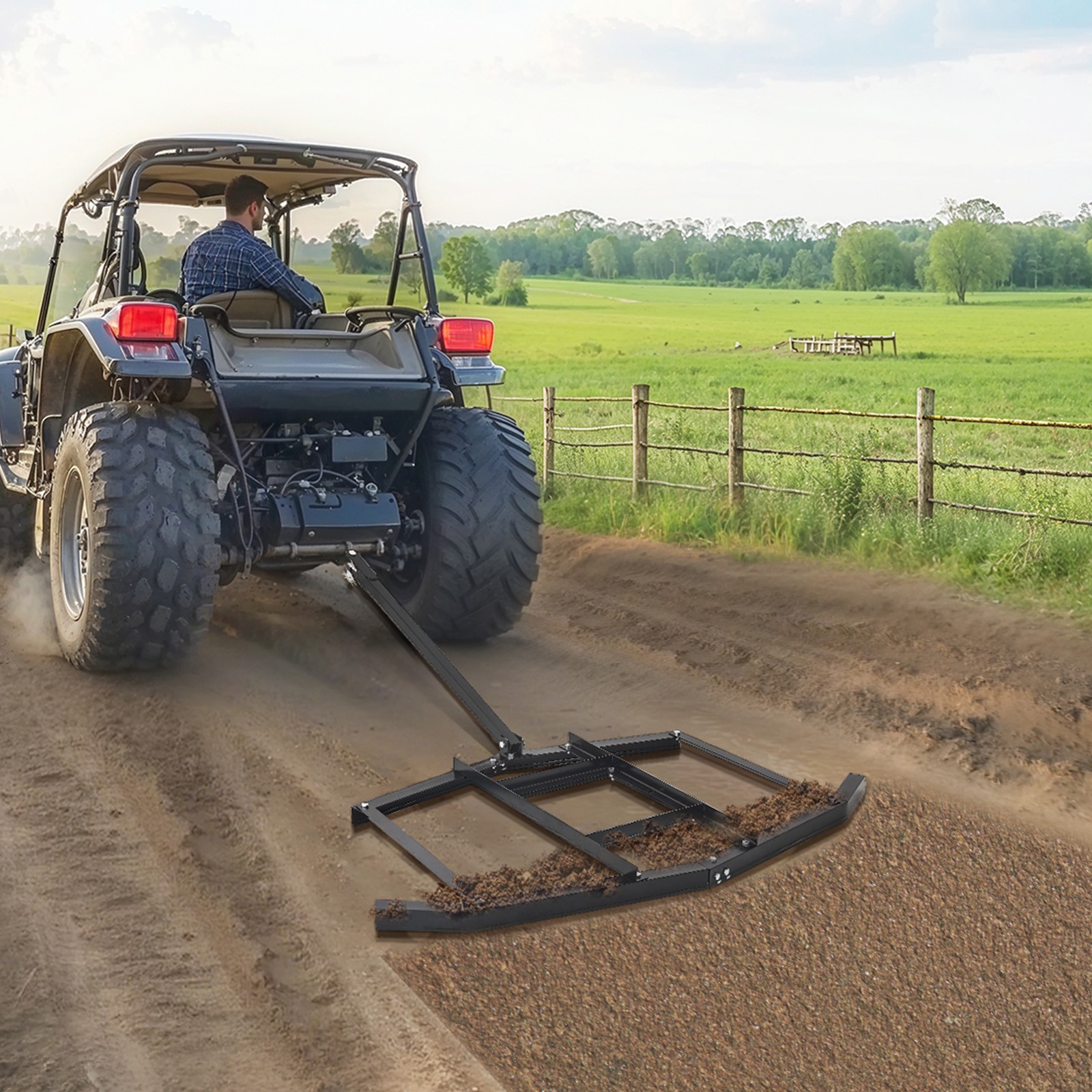Uimoso Drag Harrow 66″ Width Tow Behind Drag Harrow Steel Gravel Grader ATV UTV