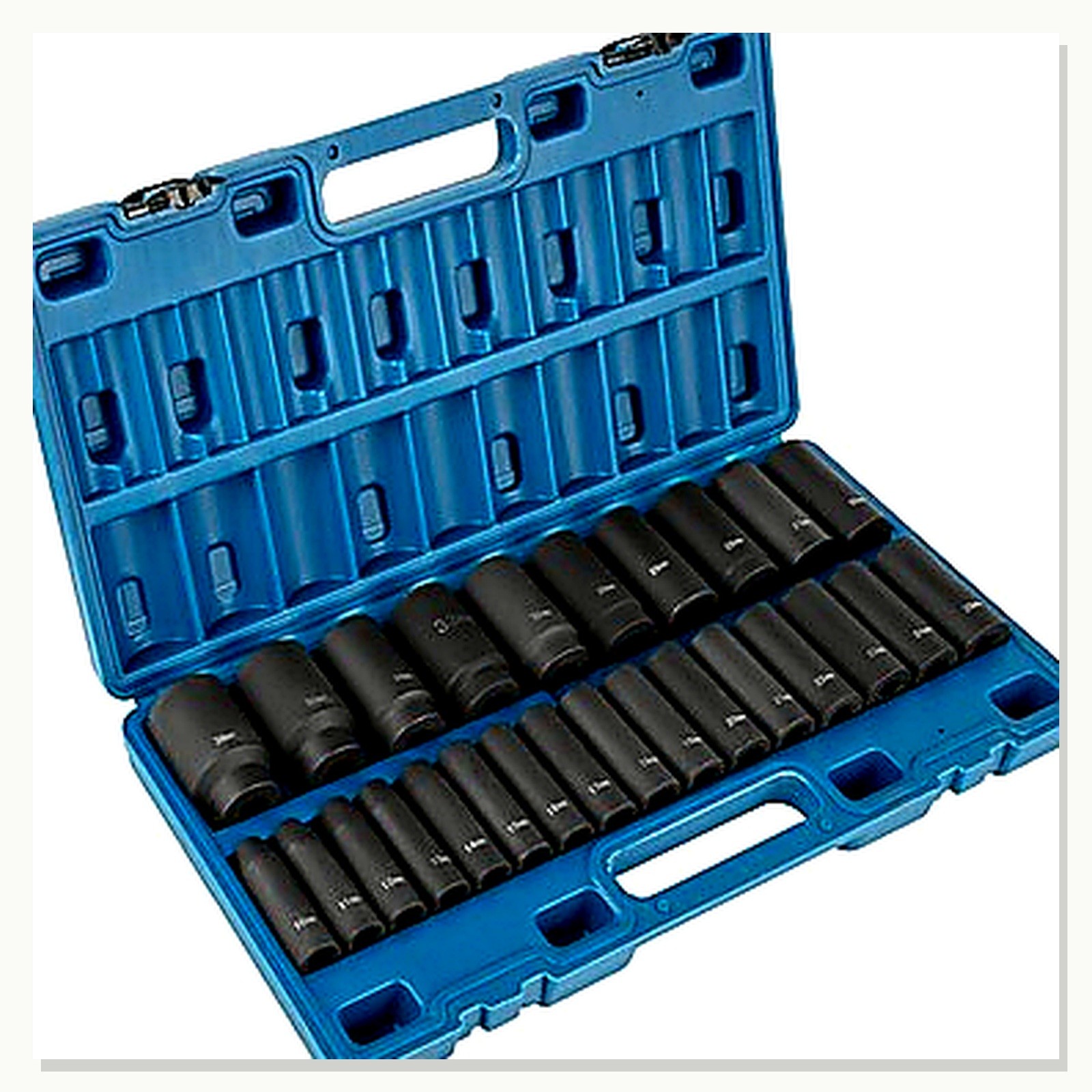 VEVOR 26-Pc 1/2 in Deep Impact Socket Set SAE 6-Point CR-V Case