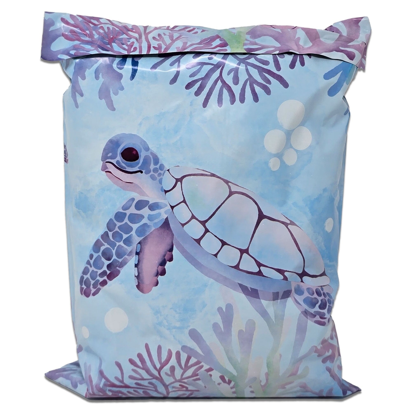 Adorable Sea Turtle 10×13 Poly Mailers Playing in Ocean Designer Cute, Durable,