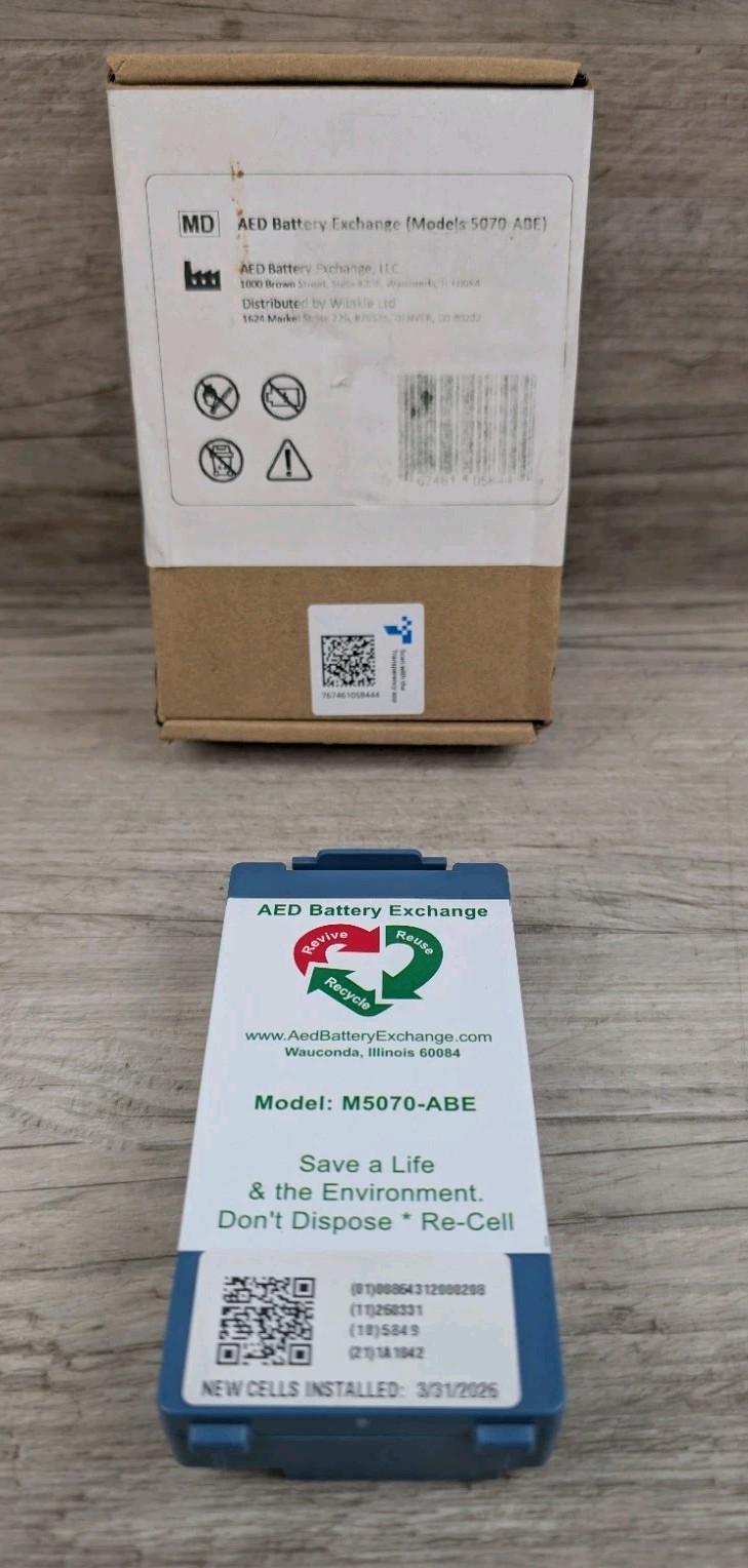 AED Battery Exchange 9V M5070-ABE MFGR Date: 03/31/2026