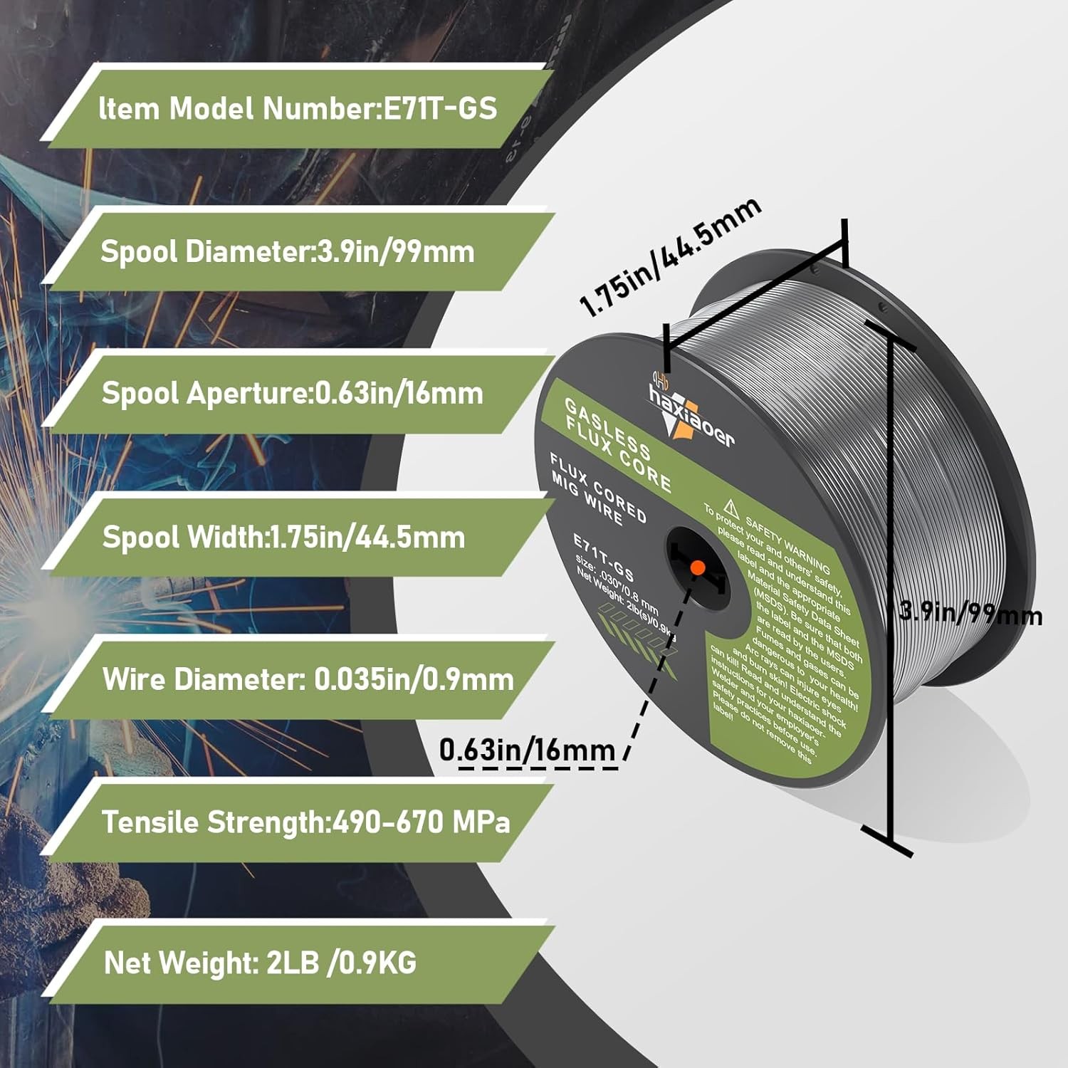 Flux Core Welding Wire .030/.035” Gasless MIG Wire E71T-GS 2 Pounds 1/2/3 Packs